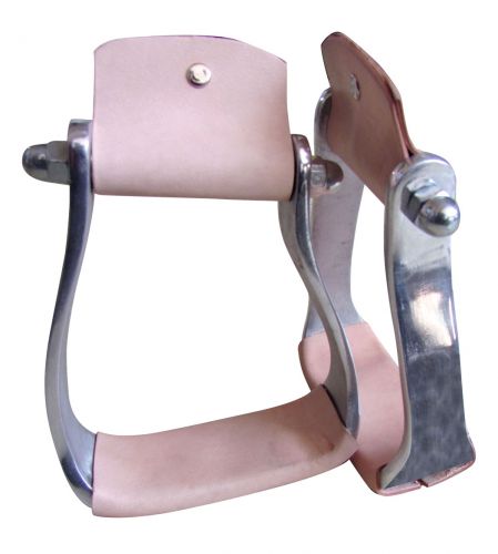 Showman Lightweight aluminum slanted pony&#47;youth stirrups with leather tread